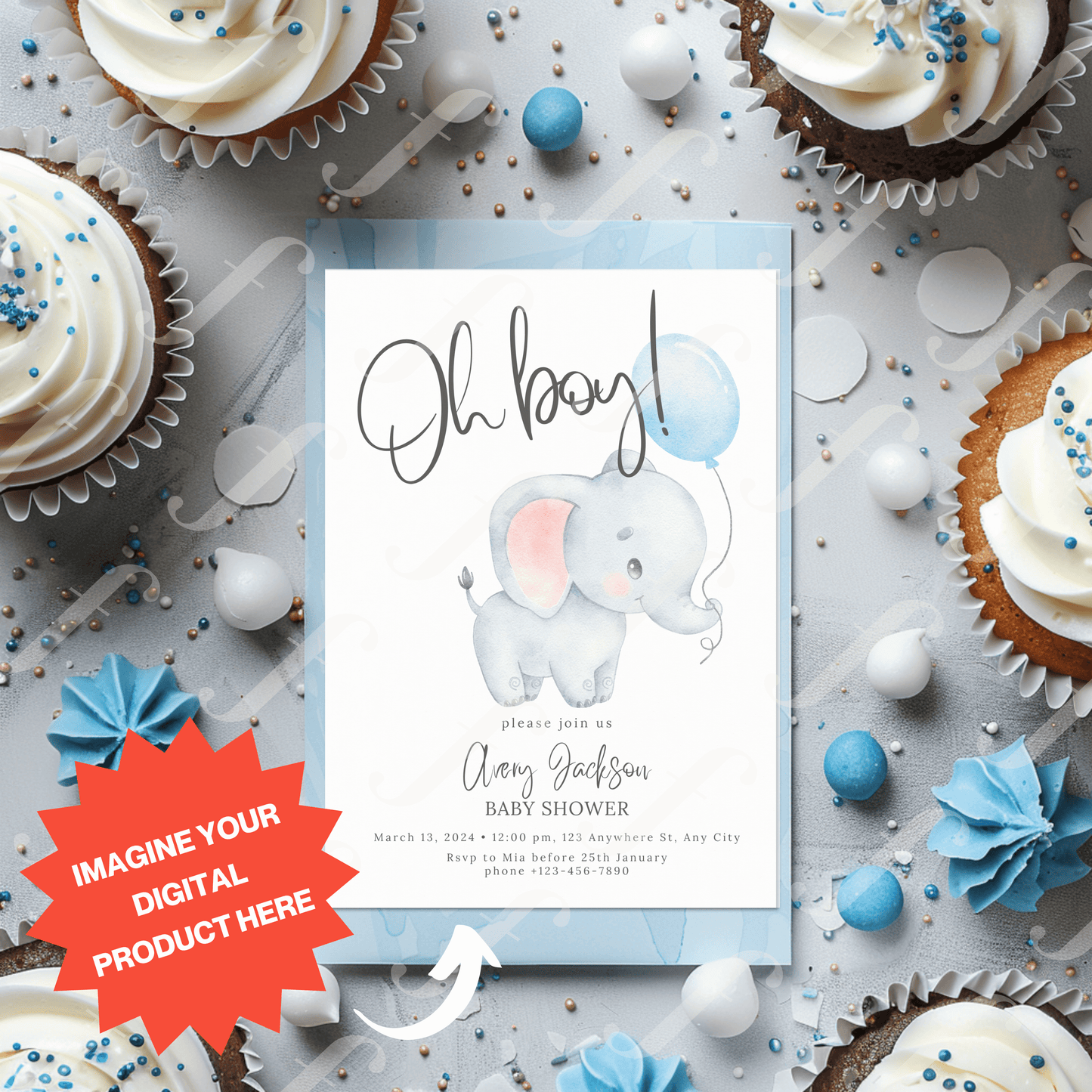 Pastel Blue Party - Invitation Design Mockup Collection