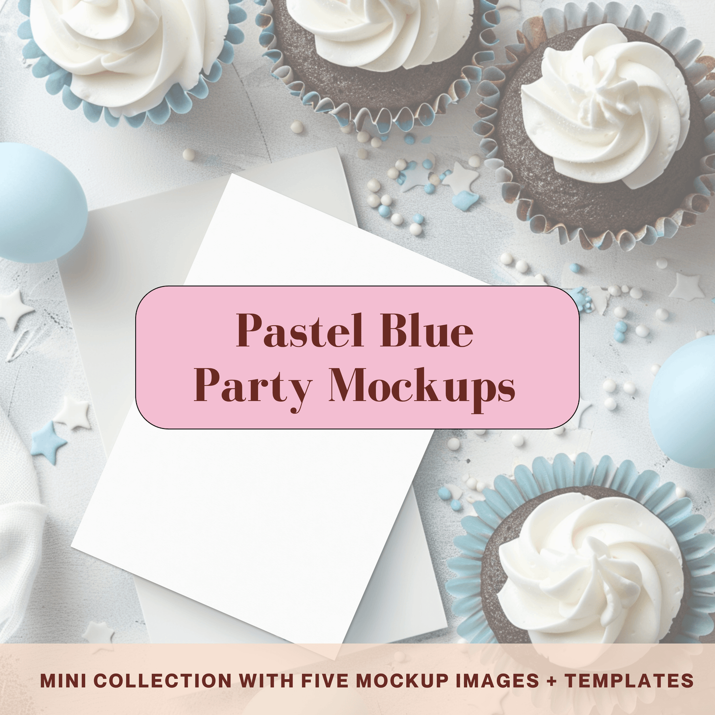 Pastel Blue Party - Invitation Design Mockup Collection