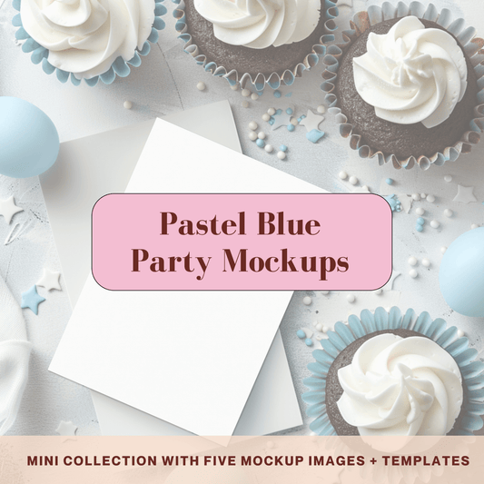 Pastel Blue Party - Invitation Design Mockup Collection