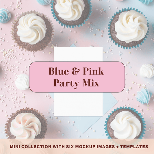 Pink and Blue Party Mix - Invitation Design Mockup Collection